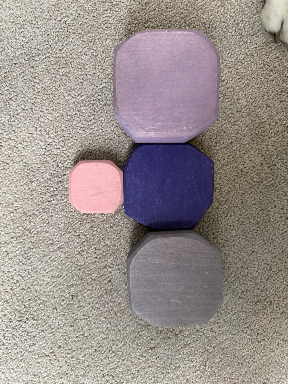 Wooden Blocks Waldorf Style Purple, Pink, Grimm’s wooden blocks pastel set of 4